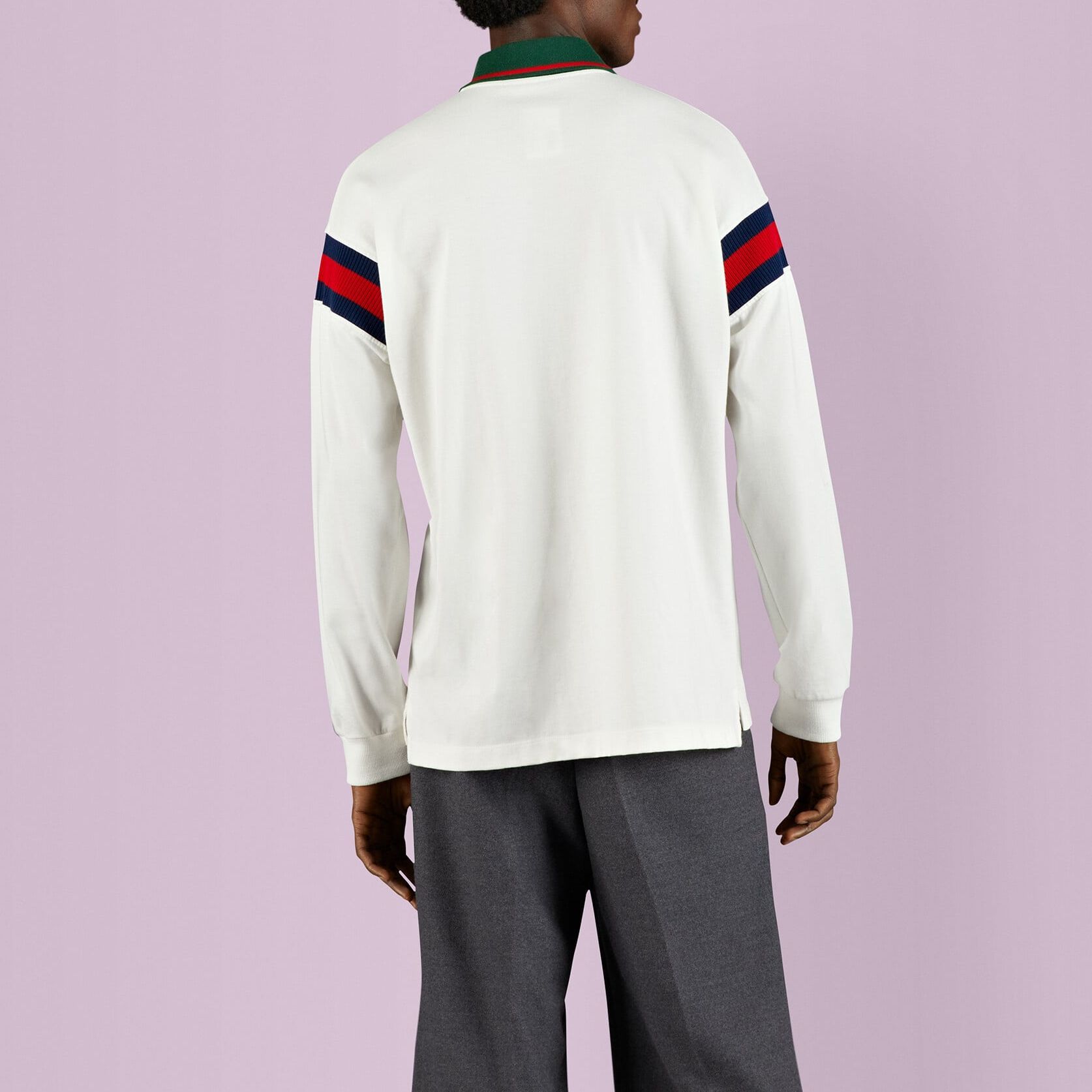 Gucci Cotton Jersey Polo Shirt With Web 'White' 715268-XJETR-9088 sold by KicksCrew product image thumbnail 4