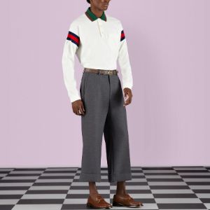 Gucci Cotton Jersey Polo Shirt With Web 'White' 715268-XJETR-9088 sold by KicksCrew