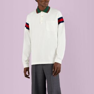 Gucci Cotton Jersey Polo Shirt With Web 'White' 715268-XJETR-9088 sold by KicksCrew