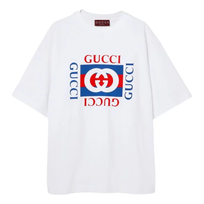 Gucci Cotton Jersey T-Shirt With Gucci Print 'White' 784361-XJGKA-9074 sold by KicksCrew