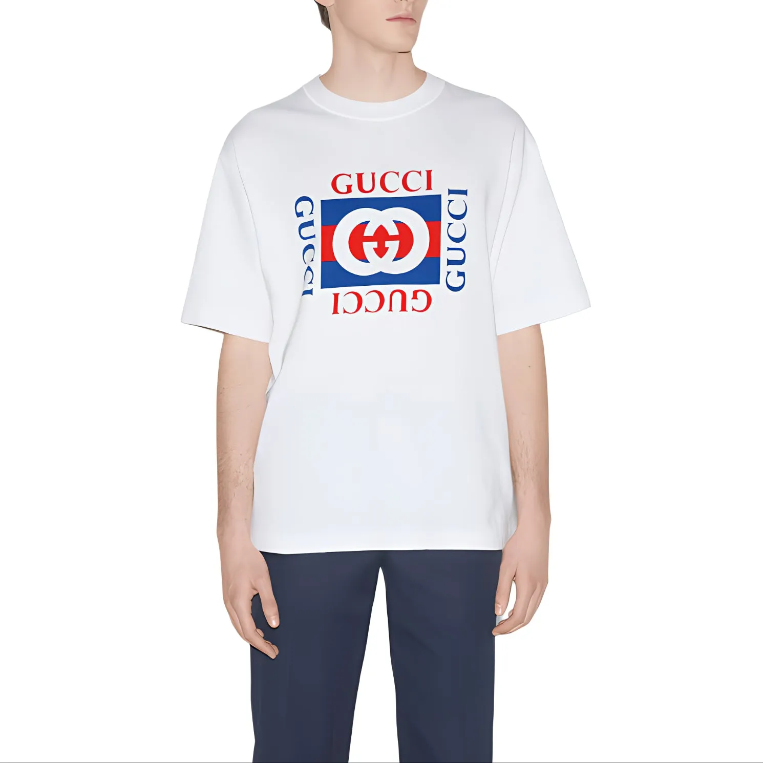 Gucci Cotton Jersey T-Shirt With Gucci Print 'White' 784361-XJGKA-9074 sold by KicksCrew product image thumbnail 3
