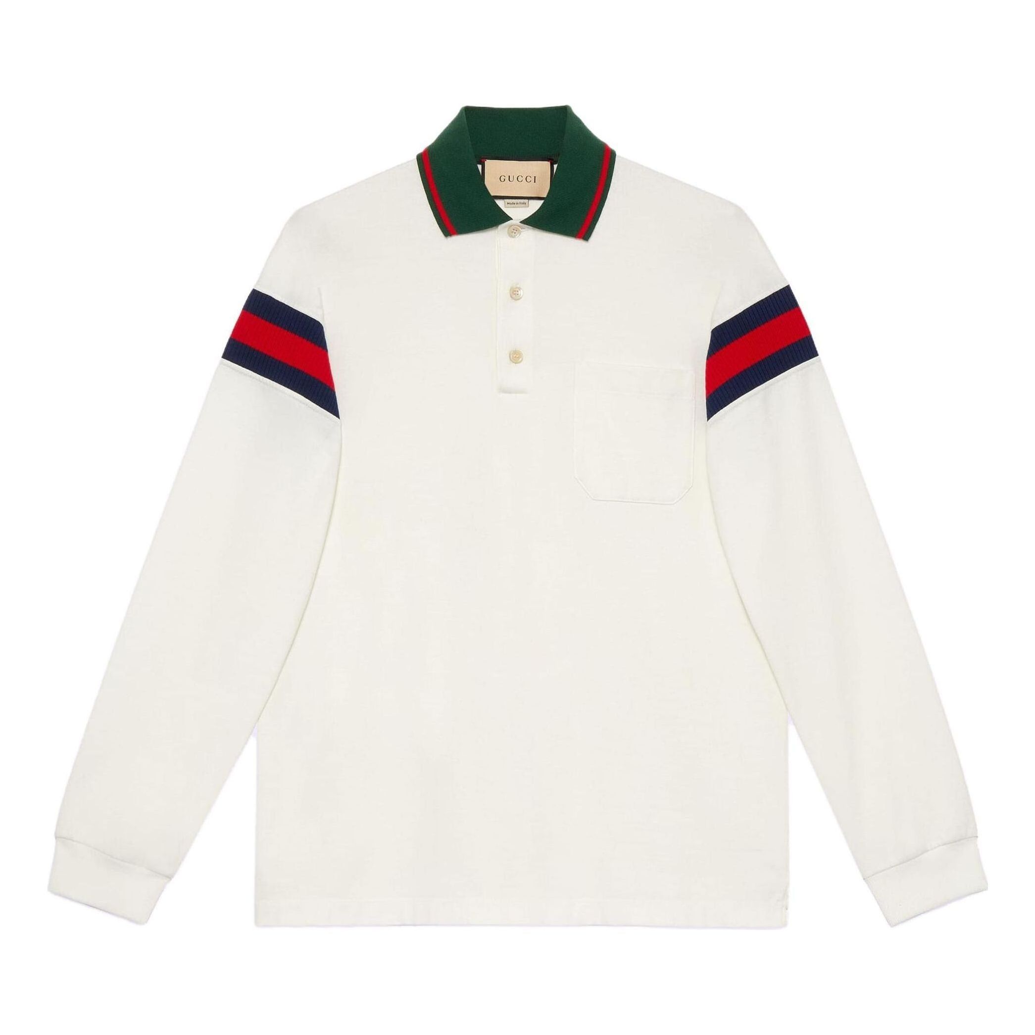 Gucci Cotton Jersey Polo Shirt With Web 'White' 715268-XJETR-9088 sold by KicksCrew