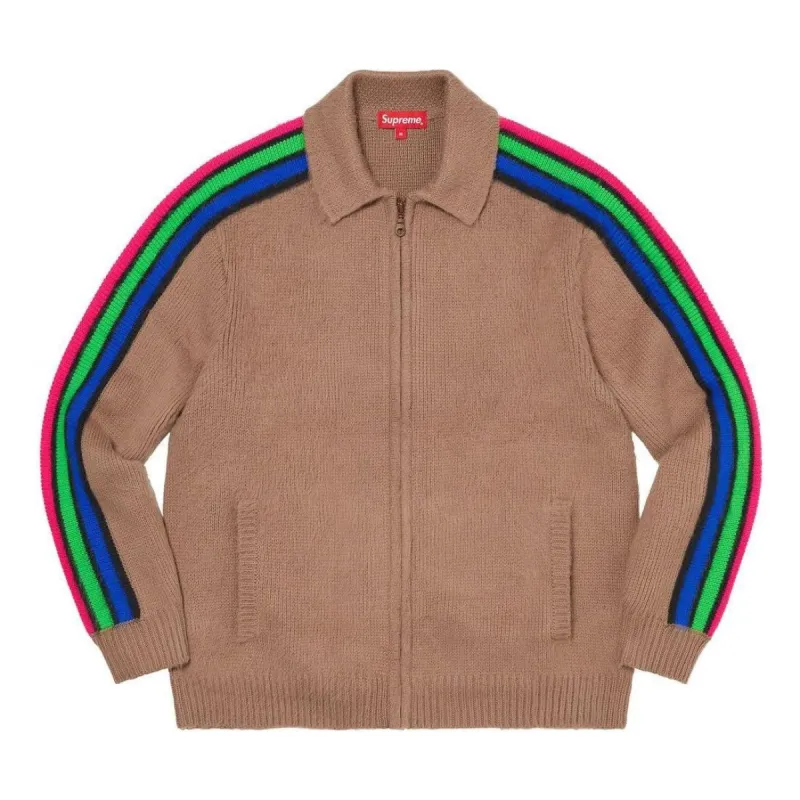 Supreme Sleeve Stripe Zip Up Sweater 'Brown Blue Green Red' SUP-SS23-189 sold by KicksCrew