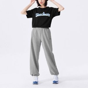 (WMNS) Skechers Logo Letter Straight Casual Pants 'Grey' L222W151-004F sold by KicksCrew