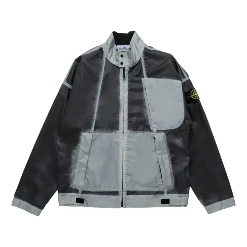 STONE ISLAND Hand Sprayed Mussola Biker Jacket 'Sky Blue' 7815431T1-V0041 sold by KicksCrew