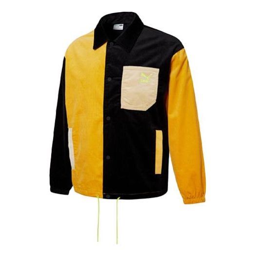 Puma Logo Cord Coach Jacket 'Black' 534752-01 sold by KicksCrew