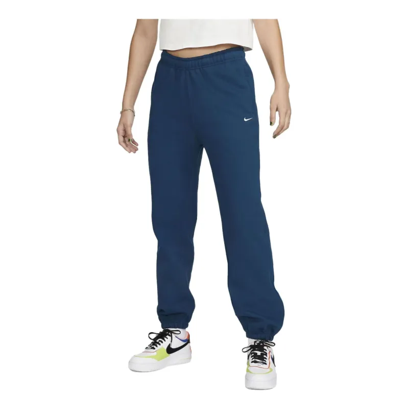 (WMNS) Nike Solo Swoosh Fleece Pants 'Blue' CW5565-460 sold by KicksCrew