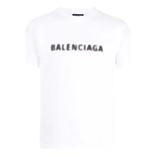 Balenciaga Blurred Logo T-Shirt 'White Black' 661705TKVD59040 sold by KicksCrew
