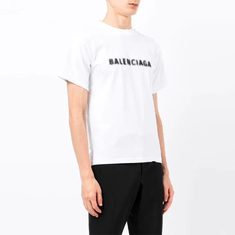 Balenciaga Blurred Logo T-Shirt 'White Black' 661705TKVD59040 sold by KicksCrew product image thumbnail 4