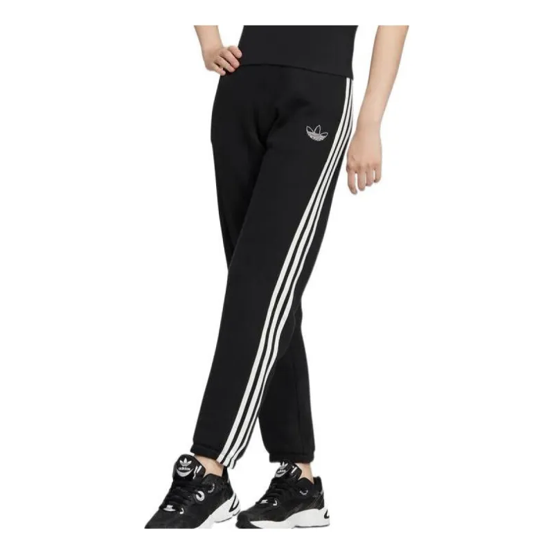(WMNS) adidas 3-Stripes Casual Knit Track Pants Asia Sizing 'Black White' IC8125 sold by KicksCrew
