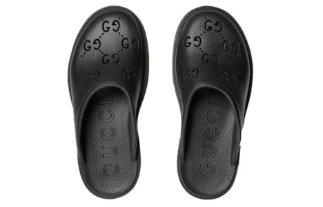 (WMNS) Gucci Platform Perforated G Sandal 'Black Rubber' 663577-JFB00-1000 sold by KicksCrew
