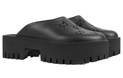 (WMNS) Gucci Platform Perforated G Sandal 'Black Rubber' 663577-JFB00-1000 sold by KicksCrew