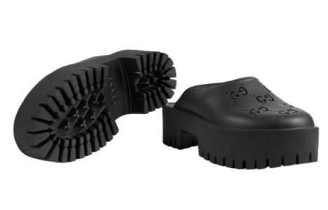 (WMNS) Gucci Platform Perforated G Sandal 'Black Rubber' 663577-JFB00-1000 sold by KicksCrew