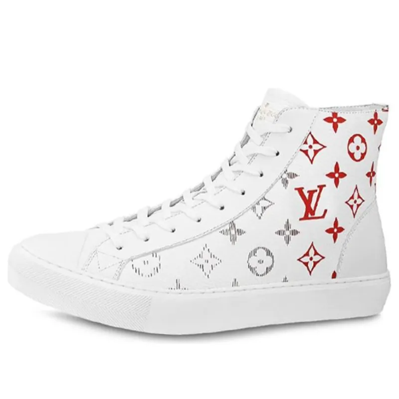 LOUIS VUITTON Tattoo Monogram Ankle Sneakers 'White Red Grey' 1A5Z0C sold by KicksCrew