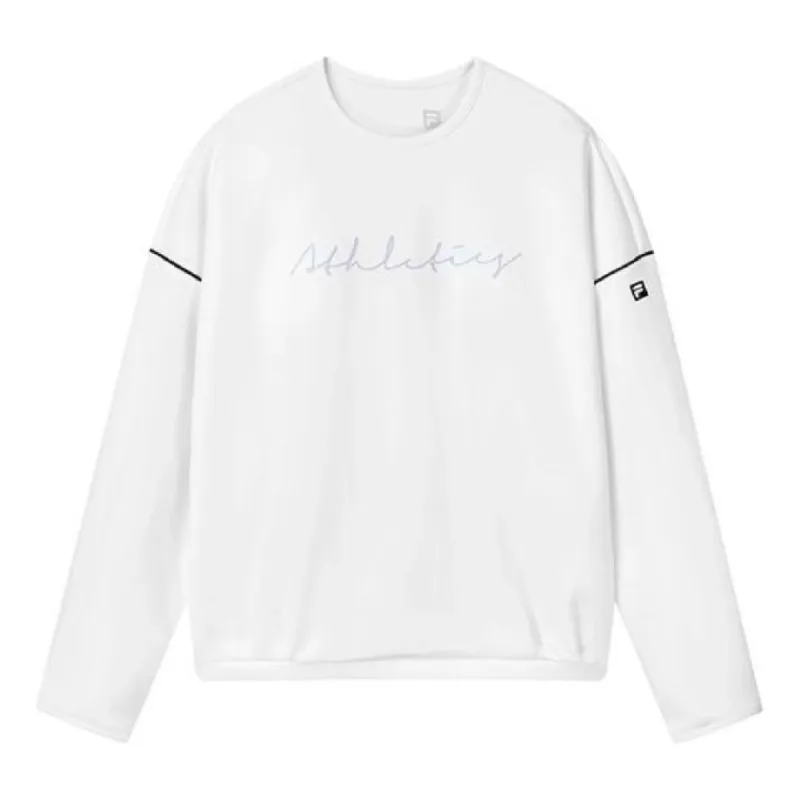 (WMNS) FILA Athletics Letter Printed Pullover Sports Sweatshirt 'White' A11W131229F-WT sold by KicksCrew