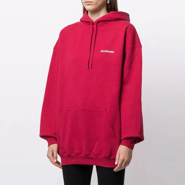 (WMNS) Balenciaga SS21 Logo Medium Fit Hoodie 'Red' 578135TIV846295 sold by KicksCrew product image thumbnail 3