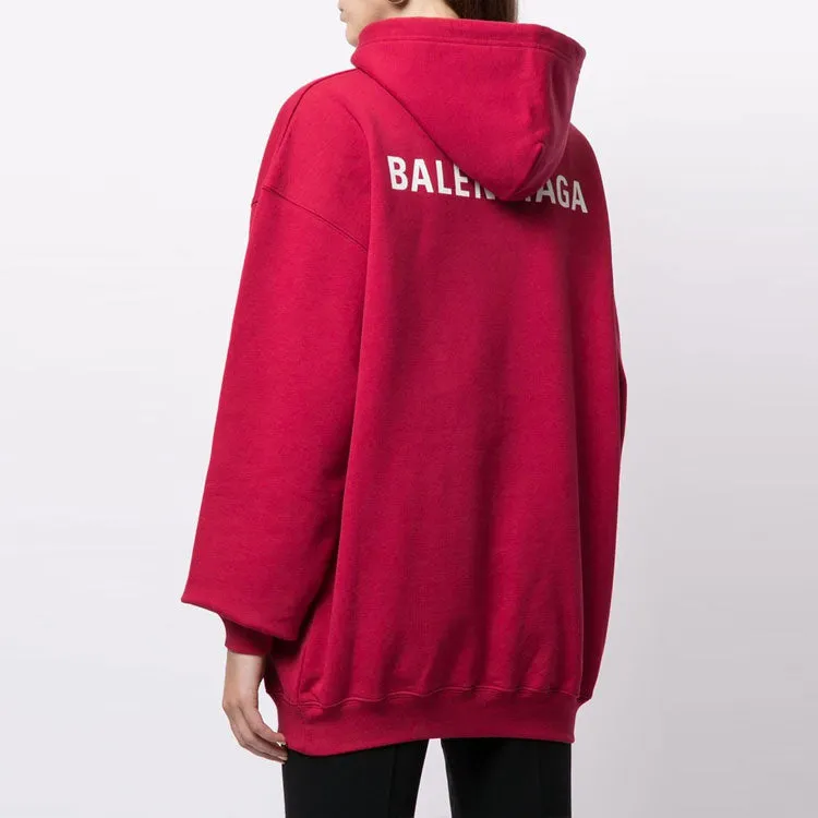 (WMNS) Balenciaga SS21 Logo Medium Fit Hoodie 'Red' 578135TIV846295 sold by KicksCrew product image thumbnail 4