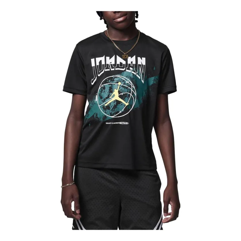 (GS) Air Jordan Sport 85 Graphic T-Shirt 'Black Green' FV2853-010 sold by KicksCrew