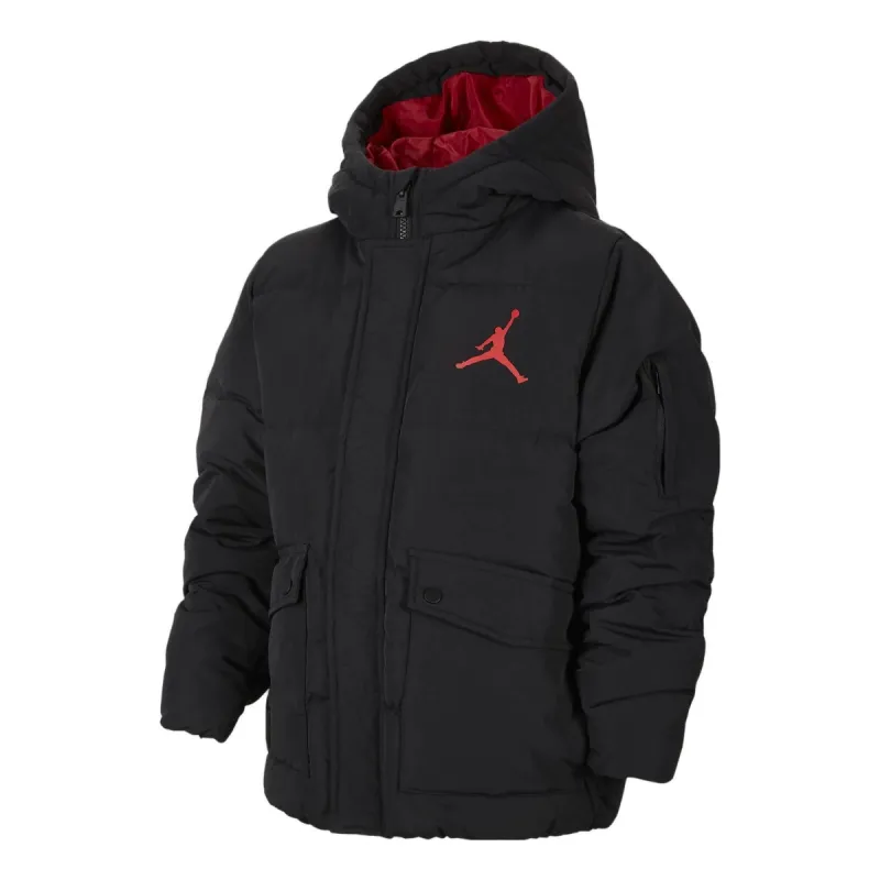 (GS) Air Jordan Air Puffer Jacket 'Black Red' FV2824-010 sold by KicksCrew
