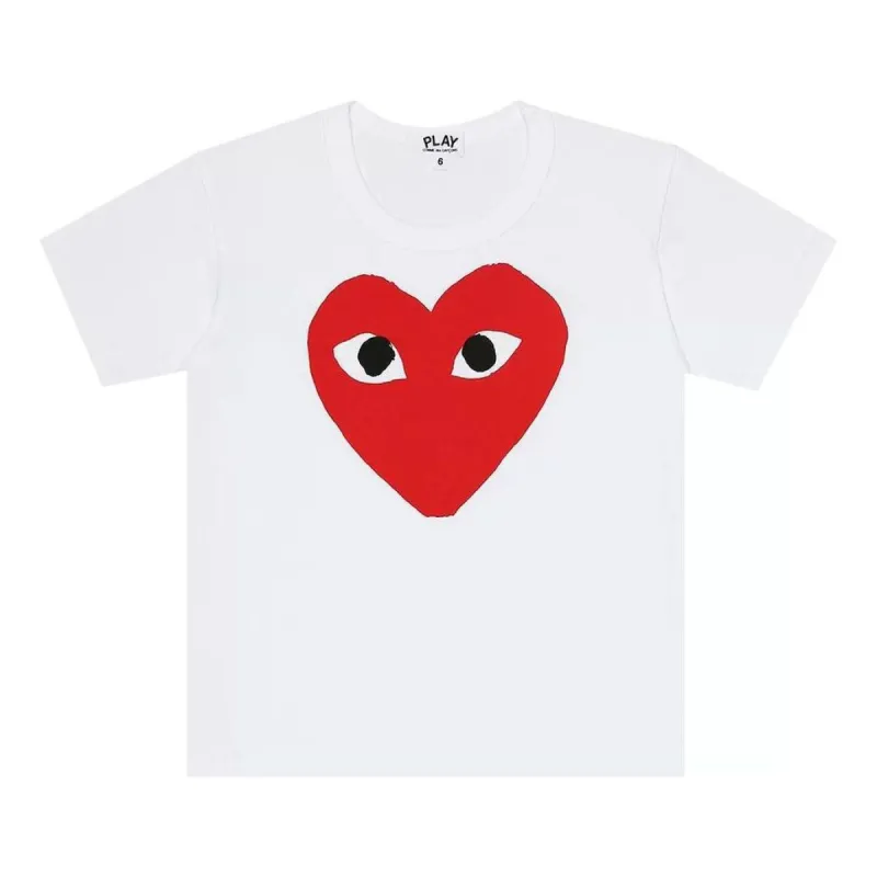(GS) COMME des GARCONS PLAY Large Red Heart T-shirt 'White' AZ-T661-100-1 sold by KicksCrew
