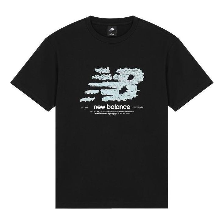 New Balance Logo Casual Tee 'Black White' AMT22388-BK sold by KicksCrew