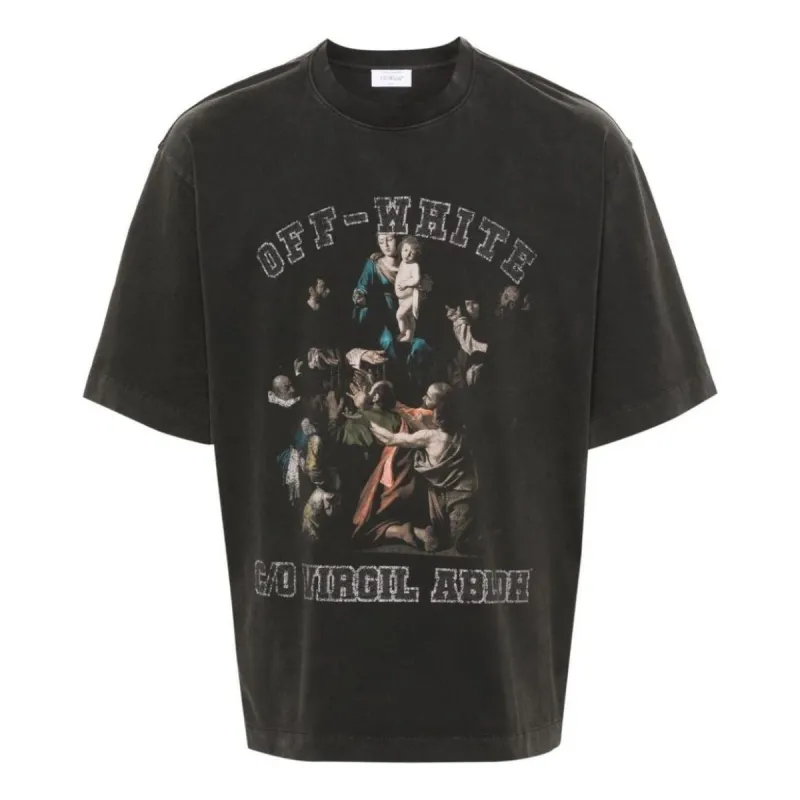 Off-White Mary Skate Short-Sleeve T-Shirt 'Black' OMAA120S24JER0061001 sold by KicksCrew