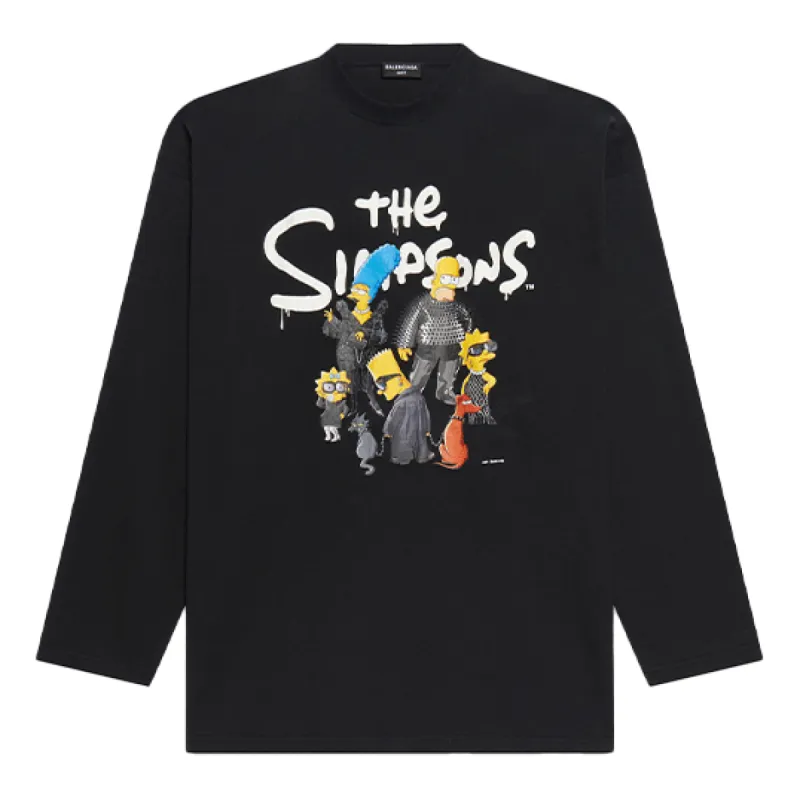 Balenciaga x THE SIMPSONS Long Sleeve T-Shirt Large Fit 'Black' 681046TLVG70100 sold by KicksCrew