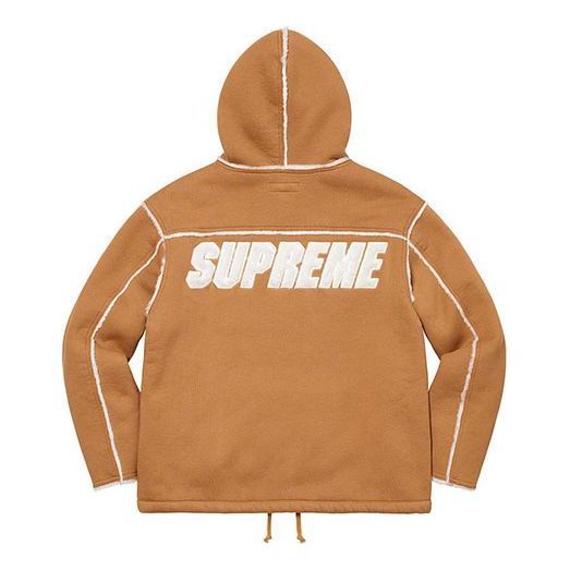 Supreme Faux Shearling Hooded Jacket 'Tan White' SUP-FW21-379 sold by KicksCrew product image thumbnail 2