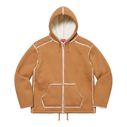 Supreme Faux Shearling Hooded Jacket 'Tan White' SUP-FW21-379 sold by KicksCrew