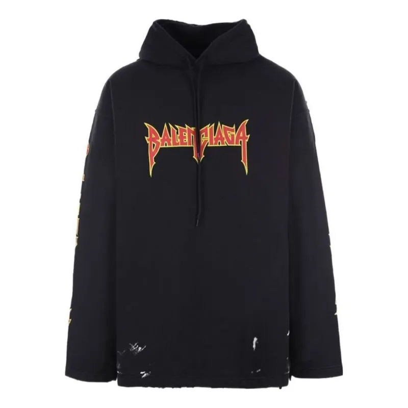 Balenciaga Metallica Hoodie Oversized Fit 'Black Orange' 698083TMV891055 sold by KicksCrew