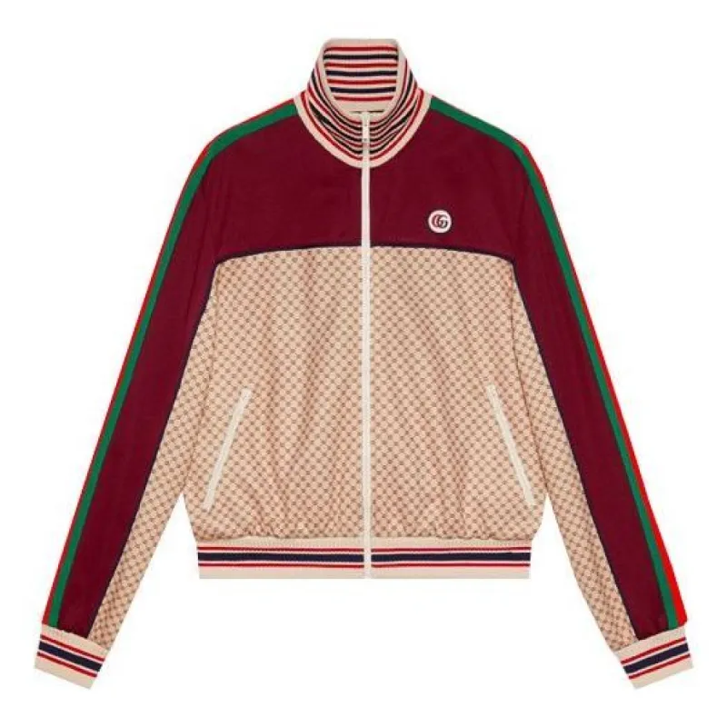 (WMNS) Gucci Interlocking Print Jersey Jacket 'Beige Bordeaux' 655196-XJDFP-9115 sold by KicksCrew