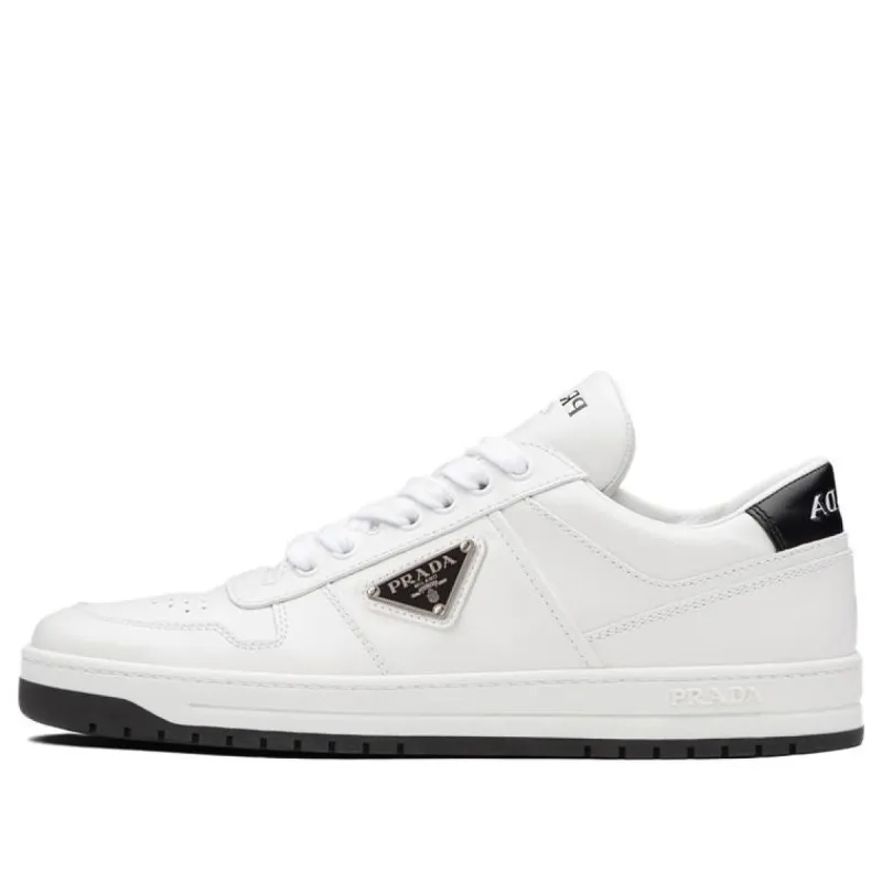 (WMNS) PRADA Downtown Perforated Leather Sneakers 'White Black' 1E792M_3LJ6_F0964_F_030 sold by KicksCrew