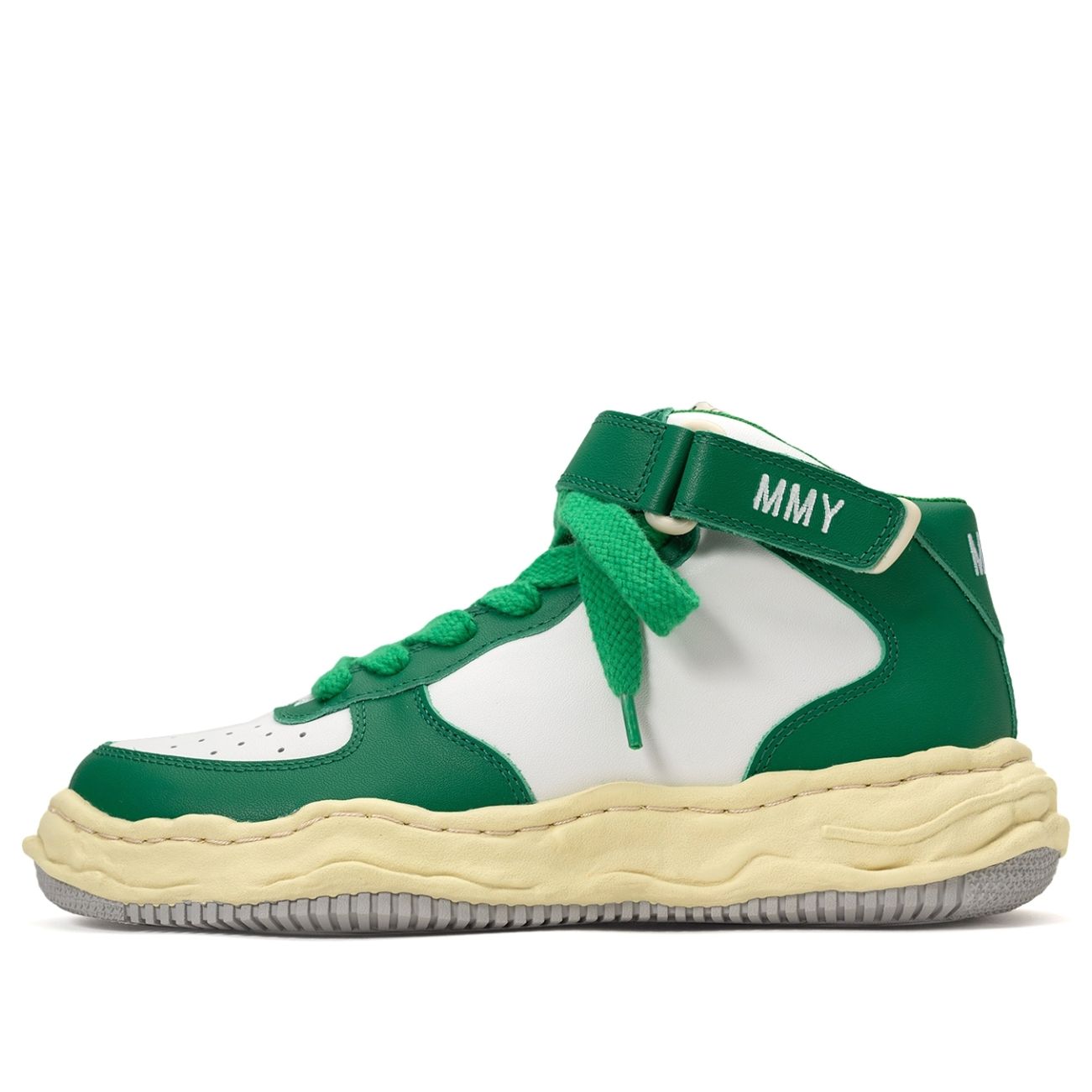 Maison MIHARA YASUHIRO WAYNE VL OG Sole Leather High-top Sneaker 'Green' A09FW729-WHTGRN sold by KicksCrew