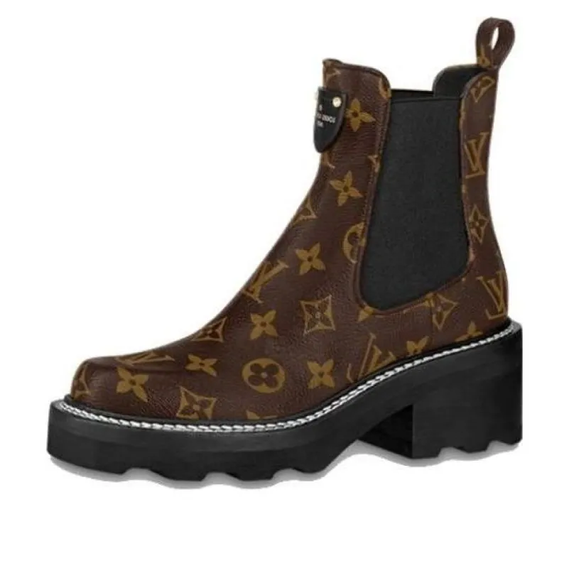 (WMNS) LOUIS VUITTON LV Beaubourg Ankle Boots 'Brown Monogram' 1A8QCL sold by KicksCrew