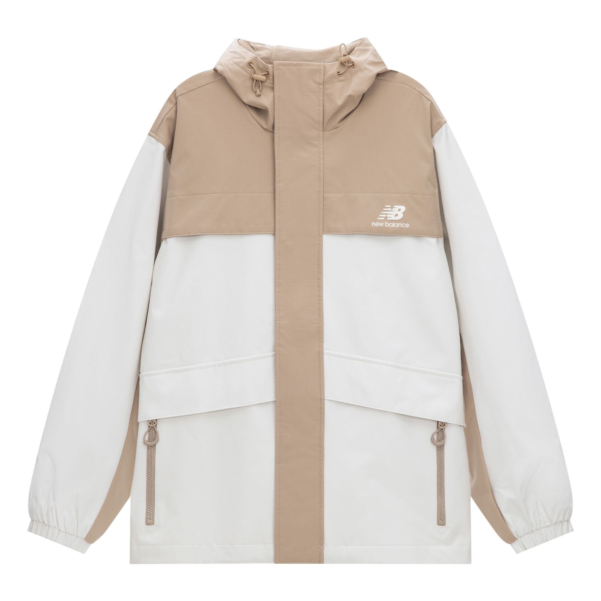 New Balance Logo Urban Remix Woven Jacket 'White Beige' AMJ33359-BNN sold by KicksCrew