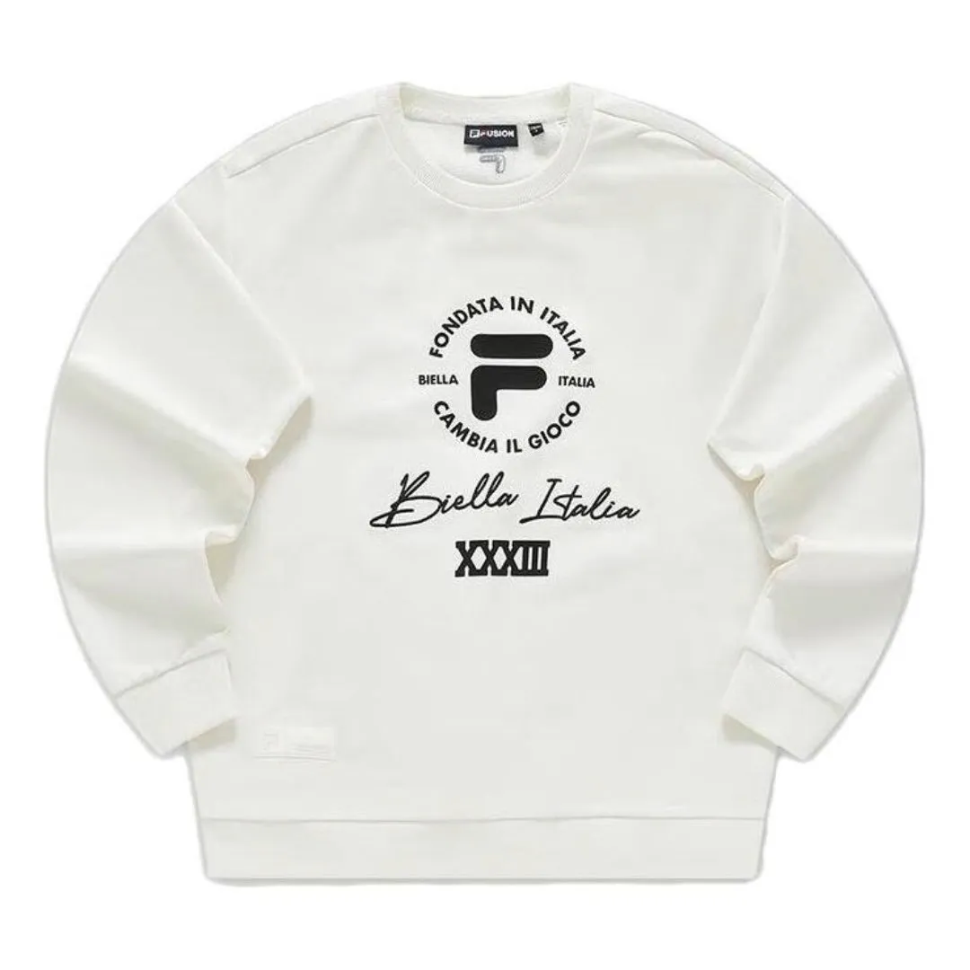 FILA FUSION Logo Printed Sweater 'White Black' T11M345204F-WT sold by KicksCrew