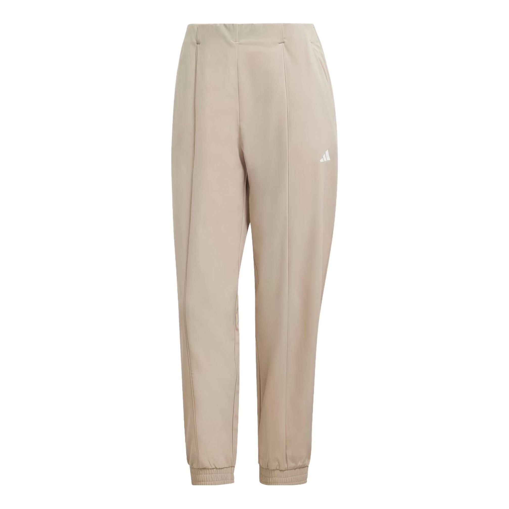 (WMNS) adidas Logo Aeroready Train Essentials Minimal Branding Woven Pants 'beige' IJ5924 sold by KicksCrew