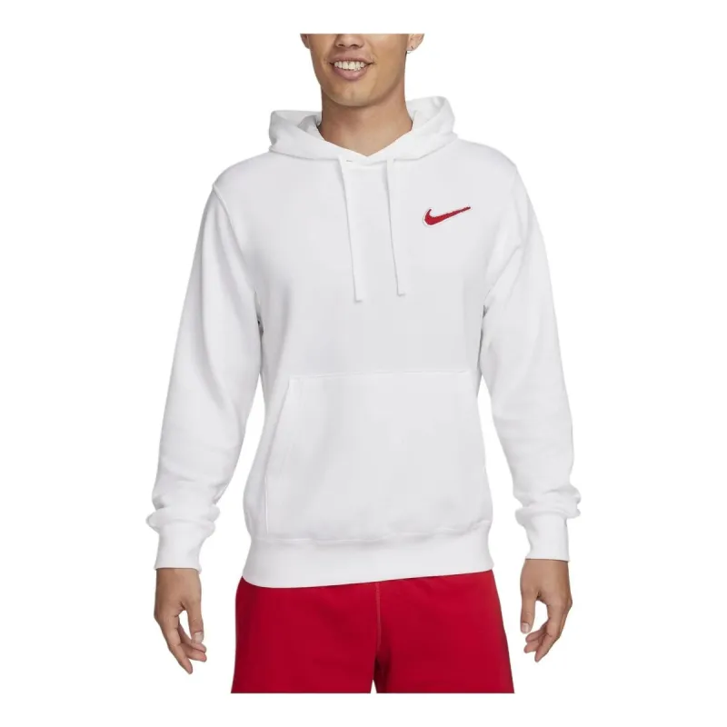 Nike Sportswear Pullover French Terry Hoodie 'White University Red' FZ5201-100 sold by KicksCrew
