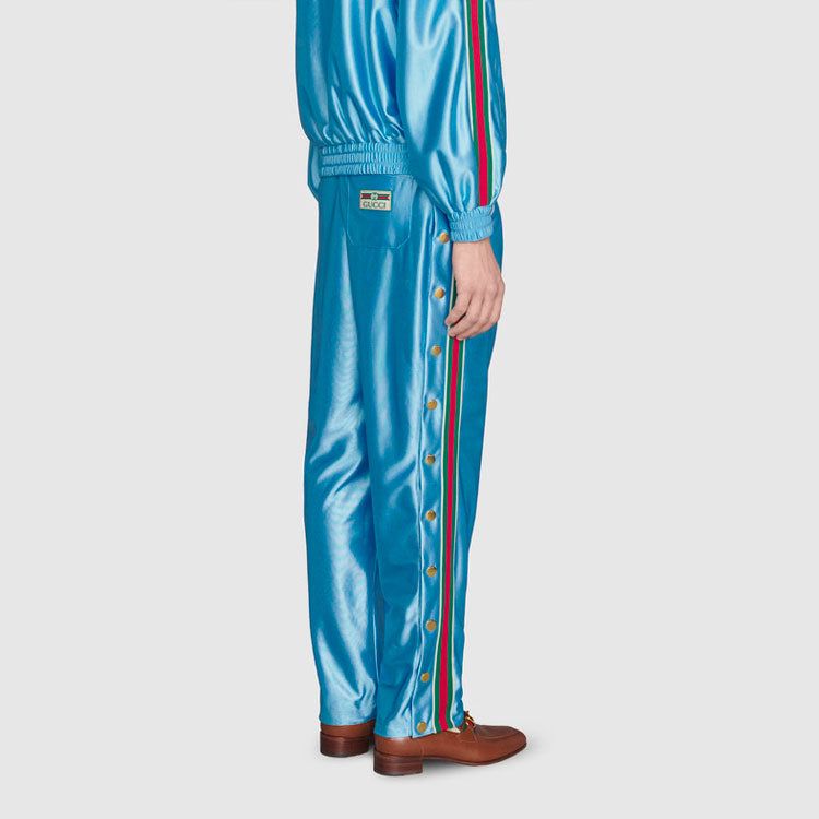GUCCI Shiny Jersey Jogging Pant With Web 'Azure' 654748-XJDE6-4670 sold by KicksCrew product image thumbnail 3