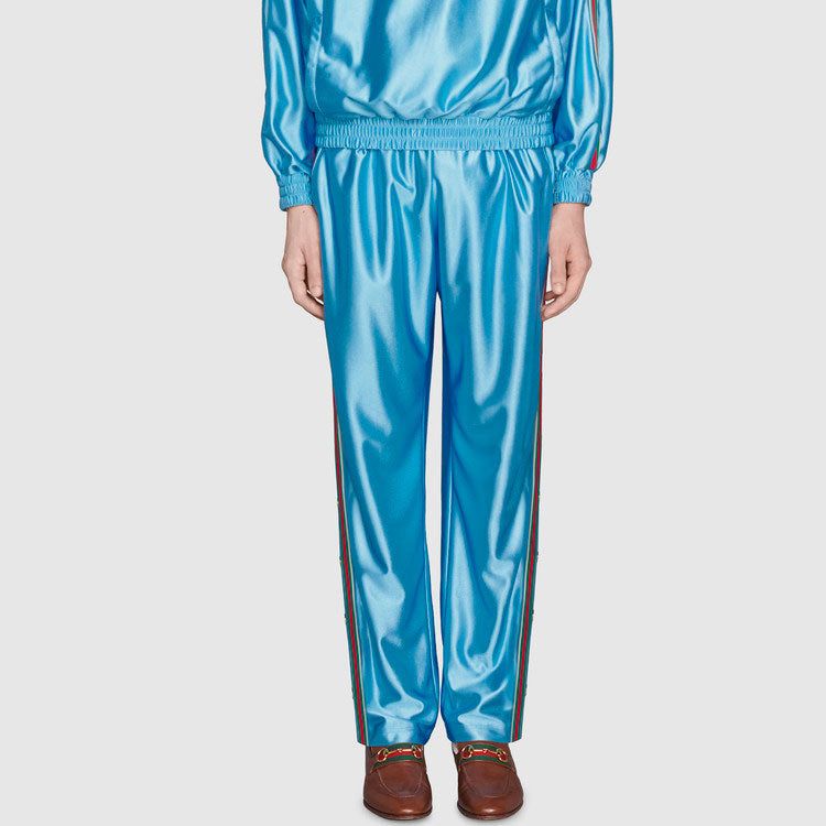 GUCCI Shiny Jersey Jogging Pant With Web 'Azure' 654748-XJDE6-4670 sold by KicksCrew product image thumbnail 2