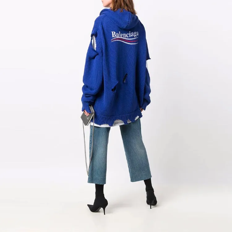 Balenciaga Political Campaign Destroyed Hoodie 'Blue' 662718T32124691 sold by KicksCrew product image thumbnail 4