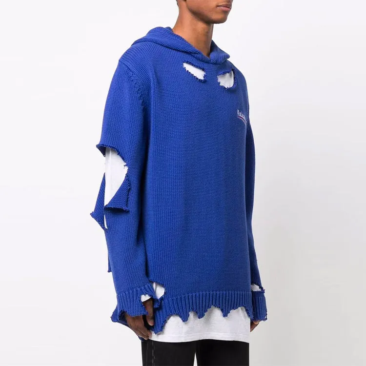 Balenciaga Political Campaign Destroyed Hoodie 'Blue' 662718T32124691 sold by KicksCrew product image thumbnail 5