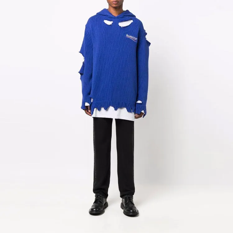 Balenciaga Political Campaign Destroyed Hoodie 'Blue' 662718T32124691 sold by KicksCrew product image thumbnail 3