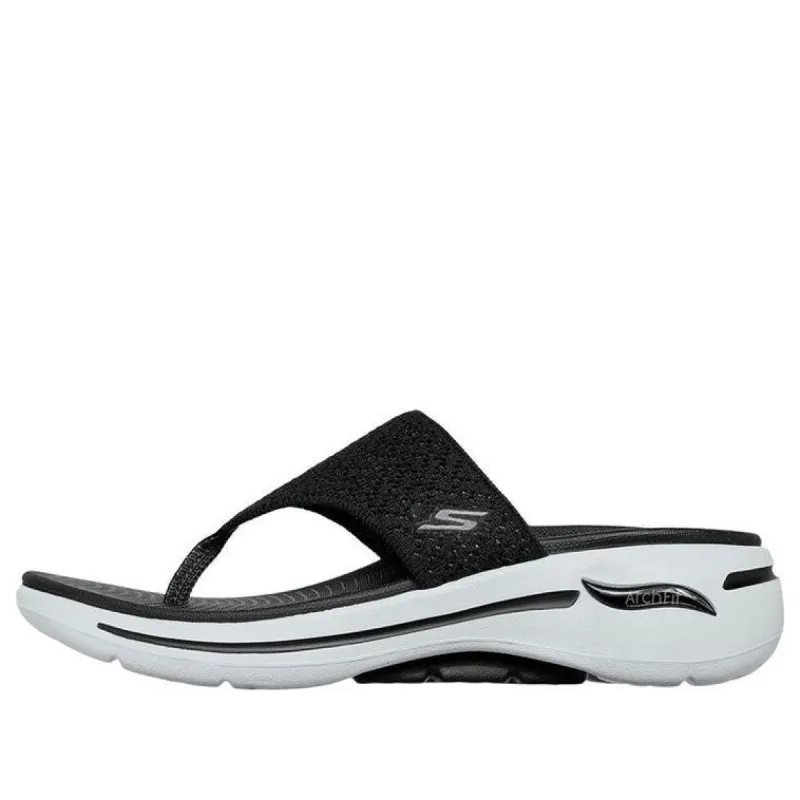 (WMNS) Skechers Go Walk Arch Fit Sandal 'Black White' 140221-BKW sold by KicksCrew