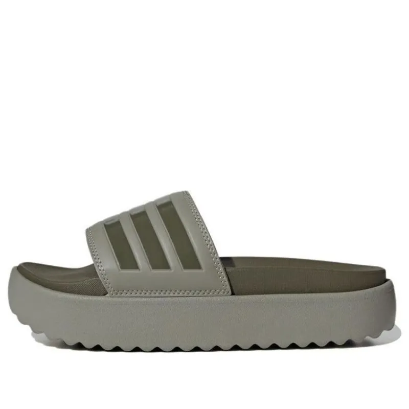 (WMNS) Adidas Adilette Platform Slide 'Pebble Olive Strata' HQ6180 sold by KicksCrew