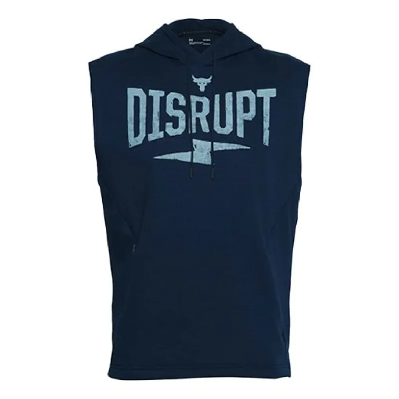 Under Armour Project Rock Disrupt Sleeveless Hoodie 'Navy Blue' 1357183-408 sold by KicksCrew