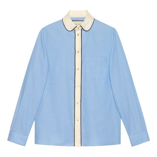 Gucci Round Collar Oxford Cotton Shirt 'Blue' 636450-ZAFDX-4452 sold by KicksCrew