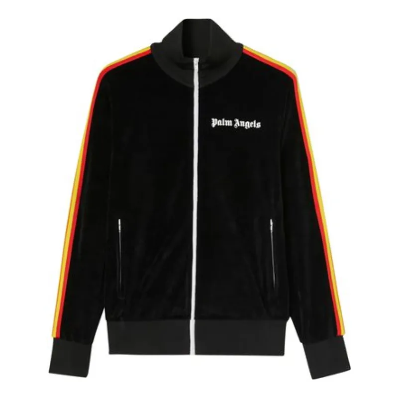Palm Angels Rainbow Chenille Track Jacket 'Black White' PMBD001C99FAB0021001 made by Palm Angels