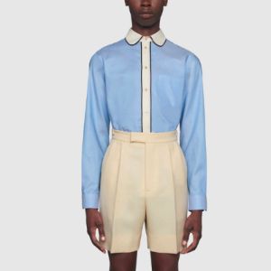 Gucci Round Collar Oxford Cotton Shirt 'Blue' 636450-ZAFDX-4452 sold by KicksCrew
