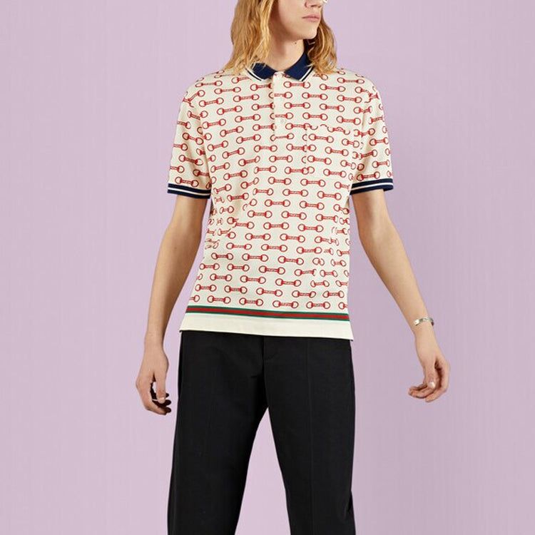 Gucci Horsebit Print Cotton Polo Shirt 'White' 717391-XJEWA-9376 sold by KicksCrew product image thumbnail 2